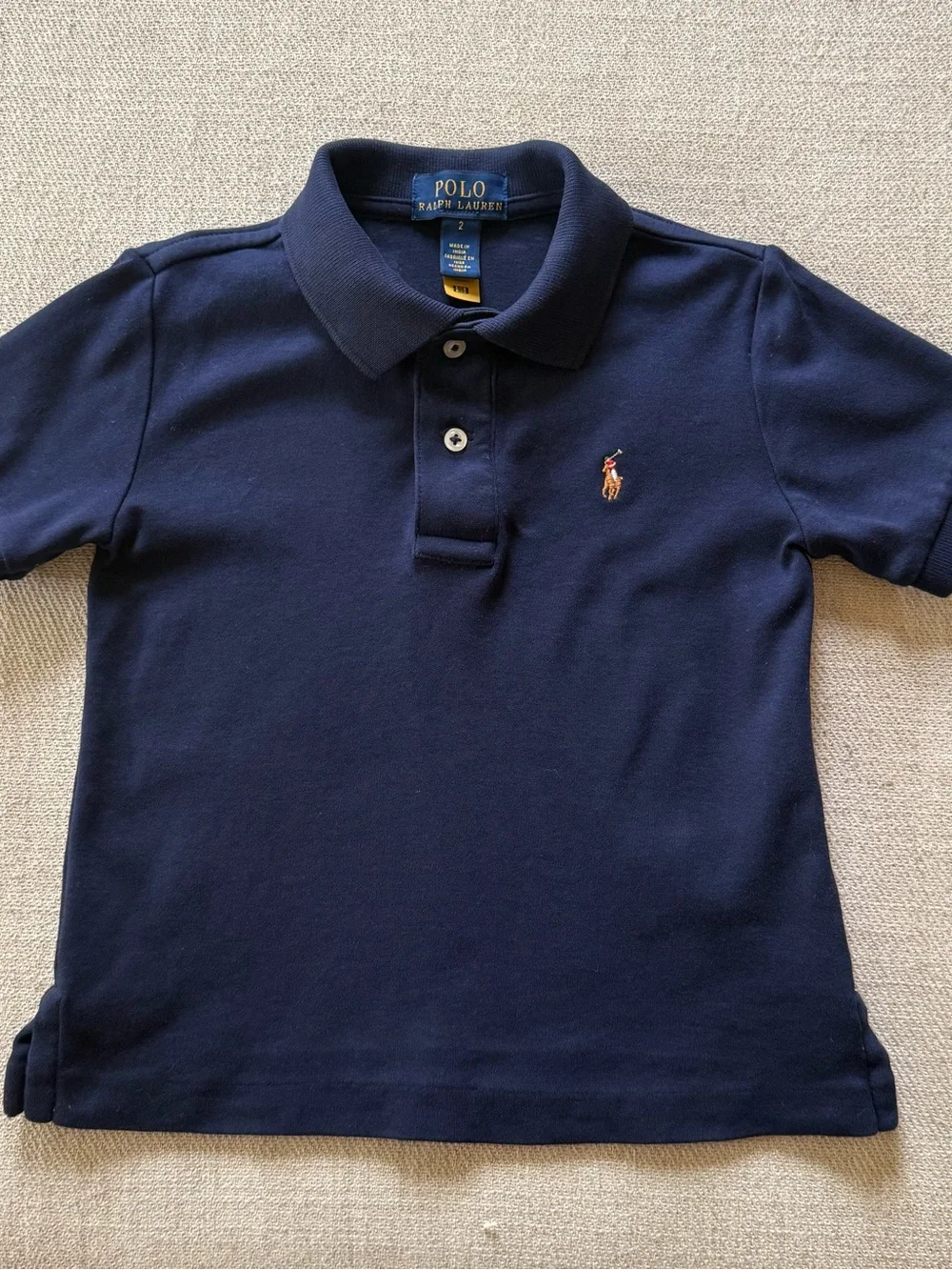 Boys Polo Ralph Lauren Soft Cotton Polo Shirt Size 2 Navy Blue Classic Preppy